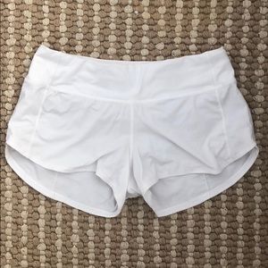 White Lululemon Speed up Shorts
